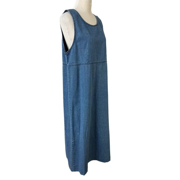 Original TY Wear Blue Denim Dress Size 12 Modest Long Side Button Jumper - Picture 1 of 7